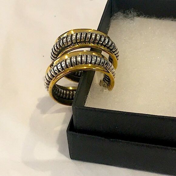 SILPADA Two Tone Hoop Earrings P0382 NWT - Picture 5 of 11